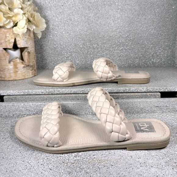 Dolce Vita Ivory Faux Leather Braided Slides Sandals Size 7.5 - Picture 2 of 6